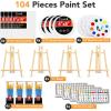 imageESRICH Acrylic Paint Canvas Set104 Piece Professional Painting Supplies Kit with 4 Wood Easel4  12Colors4  10 Paint BrushesCanvas EtcPremium Paint Kit for Kids Students Artists Beginner
