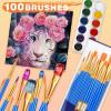 imageESRICH Paint Brushes Set20 Packs 200 Pcs Acrylic Paint Brush SetAcrylic Oil Watercolor Face Nail Art Miniature DetailingRock PaintingPainting Artist Professional KitsGreenBlue