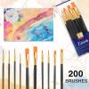 imageESRICH Paint Brushes Set20 Packs 200 Pcs Acrylic Paint Brush SetAcrylic Oil Watercolor Face Nail Art Miniature DetailingRock PaintingPainting Artist Professional KitsGreenBlack