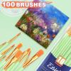 imageESRICH Paint Brushes Set20 Packs 200 Pcs Acrylic Paint Brush SetAcrylic Oil Watercolor Face Nail Art Miniature DetailingRock PaintingPainting Artist Professional KitsGreenGreen