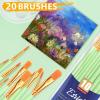 imageESRICH Paint Brushes Set20 Packs 200 Pcs Acrylic Paint Brush SetAcrylic Oil Watercolor Face Nail Art Miniature DetailingRock PaintingPainting Artist Professional KitsGreenGreen
