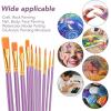 imageESRICH Paint Brushes Set20 Packs 200 Pcs Acrylic Paint Brush SetAcrylic Oil Watercolor Face Nail Art Miniature DetailingRock PaintingPainting Artist Professional KitsGreenPurple