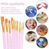 imageESRICH Paint Brushes Set20 Packs 200 Pcs Acrylic Paint Brush SetAcrylic Oil Watercolor Face Nail Art Miniature DetailingRock PaintingPainting Artist Professional KitsGreenPink