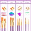 imageESRICH Paint Brushes Set20 Packs 200 Pcs Acrylic Paint Brush SetAcrylic Oil Watercolor Face Nail Art Miniature DetailingRock PaintingPainting Artist Professional KitsGreenPurple