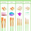 imageESRICH Paint Brushes Set20 Packs 200 Pcs Acrylic Paint Brush SetAcrylic Oil Watercolor Face Nail Art Miniature DetailingRock PaintingPainting Artist Professional KitsGreenGreen