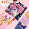 imageESRICH Paint Brushes Set20 Packs 200 Pcs Acrylic Paint Brush SetAcrylic Oil Watercolor Face Nail Art Miniature DetailingRock PaintingPainting Artist Professional KitsGreenPink