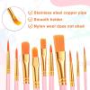 imageESRICH Paint Brushes Set20 Packs 200 Pcs Acrylic Paint Brush SetAcrylic Oil Watercolor Face Nail Art Miniature DetailingRock PaintingPainting Artist Professional KitsGreenPink