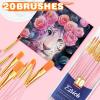 imageESRICH Paint Brushes Set20 Packs 200 Pcs Acrylic Paint Brush SetAcrylic Oil Watercolor Face Nail Art Miniature DetailingRock PaintingPainting Artist Professional KitsGreenPink