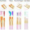 imageESRICH Paint Brushes Set24 Packs 240 Pcs Acrylic Paint Brush SetAcrylic Oil Watercolor Face Nail Art Miniature DetailingRock PaintingPainting Artist Professional KitsGreenPink