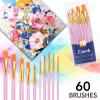 imageESRICH Paint Brushes Set24 Packs 240 Pcs Acrylic Paint Brush SetAcrylic Oil Watercolor Face Nail Art Miniature DetailingRock PaintingPainting Artist Professional KitsGreenPink