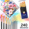 imageESRICH Paint Brushes Set24 Packs 240 Pcs Acrylic Paint Brush SetAcrylic Oil Watercolor Face Nail Art Miniature DetailingRock PaintingPainting Artist Professional KitsGreenBlack