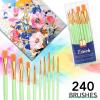 imageESRICH Paint Brushes Set24 Packs 240 Pcs Acrylic Paint Brush SetAcrylic Oil Watercolor Face Nail Art Miniature DetailingRock PaintingPainting Artist Professional KitsGreenGreen