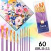 imageESRICH Paint Brushes Set24 Packs 240 Pcs Acrylic Paint Brush SetAcrylic Oil Watercolor Face Nail Art Miniature DetailingRock PaintingPainting Artist Professional KitsGreenPurple