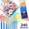 imageESRICH Paint Brushes Set24 Packs 240 Pcs Acrylic Paint Brush SetAcrylic Oil Watercolor Face Nail Art Miniature DetailingRock PaintingPainting Artist Professional KitsGreenBlue