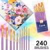 imageESRICH Paint Brushes Set24 Packs 240 Pcs Acrylic Paint Brush SetAcrylic Oil Watercolor Face Nail Art Miniature DetailingRock PaintingPainting Artist Professional KitsGreenPurple