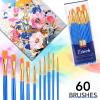 imageESRICH Paint Brushes Set24 Packs 240 Pcs Acrylic Paint Brush SetAcrylic Oil Watercolor Face Nail Art Miniature DetailingRock PaintingPainting Artist Professional KitsGreenBlue