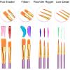 imageESRICH Paint Brushes Set24 Packs 240 Pcs Acrylic Paint Brush SetAcrylic Oil Watercolor Face Nail Art Miniature DetailingRock PaintingPainting Artist Professional KitsGreenPurple