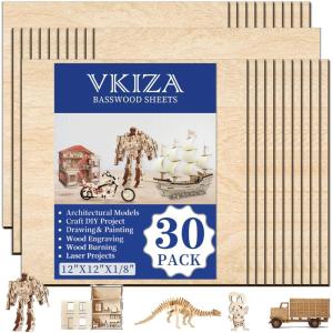 image12 Pack Basswood Sheets for Crafts 12x18x18 Inch 3mm Thick Unfinished Plywood for Laser Cutting ampamp Engraving DIY Ornaments and Architectural ModelBasswood 30Packs