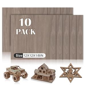 image12 Pack Basswood Sheets for Crafts 12x18x18 Inch 3mm Thick Unfinished Plywood for Laser Cutting ampamp Engraving DIY Ornaments and Architectural ModelWalnut Plywood 10 Packs