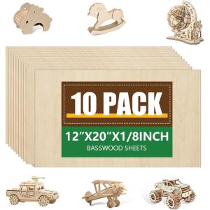 image36 Pack 12x12 Basswood Sheets 18 Inch Unfinished Wood for Crafts Basswood for Laser Cutting ampamp Engraving Wood Burining Basswood Plywood Sheets for Architectural ModelsBasswood 10P