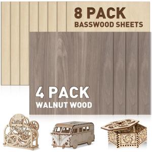 image36 Pack 12x12 Basswood Sheets 18 Inch Unfinished Wood for Crafts Basswood for Laser Cutting ampamp Engraving Wood Burining Basswood Plywood Sheets for Architectural ModelsBasswood 8PWalnut 4P
