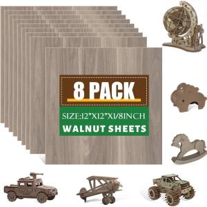 image48 Pack Basswood Sheets 18x12x12 Inch Unfinished Wood for Crafts 3mm Basswood for Laser Cutting ampamp Engraving Wood BurningArchitectural Models Plywood Board for PaintingWalnut 8 p