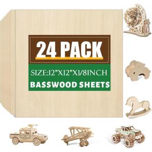 image48 Pack Basswood Sheets 18x12x12 Inch Unfinished Wood for Crafts 3mm Basswood for Laser Cutting ampamp Engraving Wood BurningArchitectural Models Plywood Board for PaintingBasswood 24 P