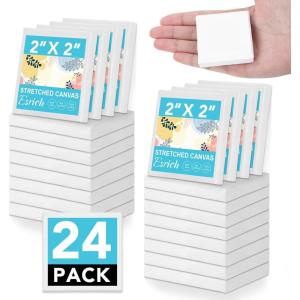 imageESRICH 8 Pack Mini Canvases for Painting 5x5In 25Profile Small Square Canvases Primed Cotton Small Stretched Canvas for Kids Painting Supplies Such as Painting PartiesSchoolampampHome Decor Projects2x2in24P