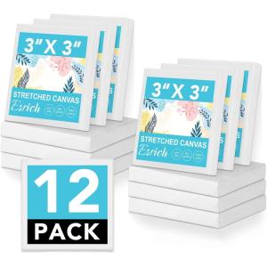 imageESRICH 8 Pack Mini Canvases for Painting 5x5In 25Profile Small Square Canvases Primed Cotton Small Stretched Canvas for Kids Painting Supplies Such as Painting PartiesSchoolampampHome Decor Projects3x3in12P