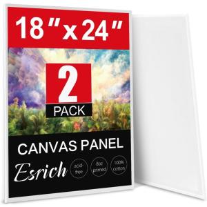 imageESRICH Canvas Boards for Painting 5 Pack Canvases for Painting 8x10 Cotton Primed Acid Free Blank Canvas Panels for Oil Paint Watercolor Acrylic Paint Gouache and Tempera1824in 2pack