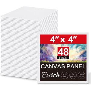 imageESRICH Canvas Boards for Painting 5 Pack Canvases for Painting 8x10 Cotton Primed Acid Free Blank Canvas Panels for Oil Paint Watercolor Acrylic Paint Gouache and Tempera44in 48pack