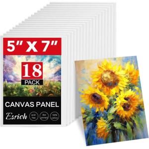 imageESRICH Canvas Boards for Painting 5 Pack Canvases for Painting 8x10 Cotton Primed Acid Free Blank Canvas Panels for Oil Paint Watercolor Acrylic Paint Gouache and Tempera57in 18pack