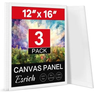 imageESRICH Canvas Boards for Painting 5 Pack Canvases for Painting 8x10 Cotton Primed Acid Free Blank Canvas Panels for Oil Paint Watercolor Acrylic Paint Gouache and Tempera1216in 3pack