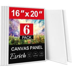 imageESRICH Canvas Boards for Painting 5 Pack Canvases for Painting 8x10 Cotton Primed Acid Free Blank Canvas Panels for Oil Paint Watercolor Acrylic Paint Gouache and Tempera1620in 6pack