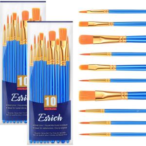 imageESRICH Paint Brushes Set20 Packs 200 Pcs Acrylic Paint Brush SetAcrylic Oil Watercolor Face Nail Art Miniature DetailingRock PaintingPainting Artist Professional KitsGreenBlue