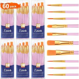 imageESRICH Paint Brushes Set24 Packs 240 Pcs Acrylic Paint Brush SetAcrylic Oil Watercolor Face Nail Art Miniature DetailingRock PaintingPainting Artist Professional KitsGreenPink
