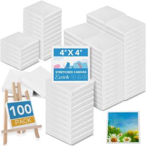 imageESRICH Small Stretched Canvas for Painting 6x6 inch 25Profile Art Primed 16 Pack Canvases for Painting Cotton Small Professional Blank Paint Canvas for Kids and Art Supplies for Acrylics Oils4x4in100 Packs