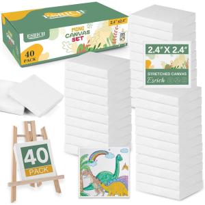 imageESRICH Small Stretched Canvas for Painting 6x6 inch 25Profile Art Primed 16 Pack Canvases for Painting Cotton Small Professional Blank Paint Canvas for Kids and Art Supplies for Acrylics Oils24x24in40 Packs