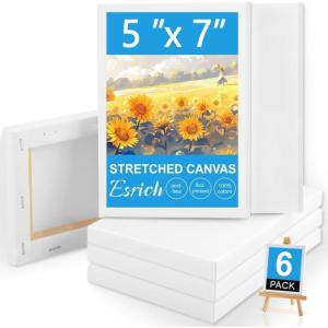 imageESRICH Small Stretched Canvas for Painting 6x6 inch 25Profile Art Primed 8 Pack Canvases for Painting Cotton Small Professional Blank Paint Canvas for Kids and Art Supplies for Acrylics Oils6 Packs Stretched Canvas  57in