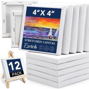 imageESRICH Small Stretched Canvas for Painting 6x6 inch 25Profile Art Primed 8 Pack Canvases for Painting Cotton Small Professional Blank Paint Canvas for Kids and Art Supplies for Acrylics Oils12 Packs Stretched Canvas  44in