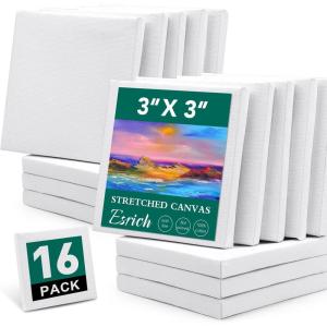 imageESRICH Small Stretched Canvas for Painting 6x6 inch 25Profile Art Primed 8 Pack Canvases for Painting Cotton Small Professional Blank Paint Canvas for Kids and Art Supplies for Acrylics Oils16 Packs Stretched Canvas  33in