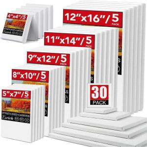 imageESRICH Stretched Canvas for Painting 18x24 Inch 5Pack Large Canvas for Painting Primed AcidFree Cotton Blank Canvases Art Paint Canvases for Oil PaintWatercolorAcrylic PaintGouache and Tempera30 Packs  6Sizes5 of Each