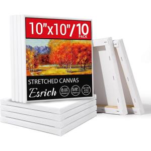 imageESRICH Stretched Canvas for Painting 18x24 Inch 5Pack Large Canvas for Painting Primed AcidFree Cotton Blank Canvases Art Paint Canvases for Oil PaintWatercolorAcrylic PaintGouache and Tempera10X10IN 10 Packs