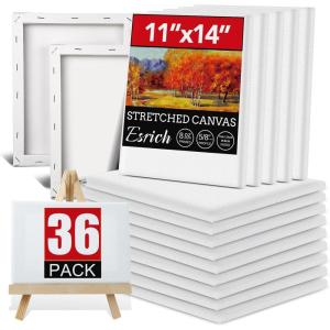 imageESRICH Stretched Canvas for Painting 18x24 Inch 5Pack Large Canvas for Painting Primed AcidFree Cotton Blank Canvases Art Paint Canvases for Oil PaintWatercolorAcrylic PaintGouache and Tempera11X14IN 36 Packs