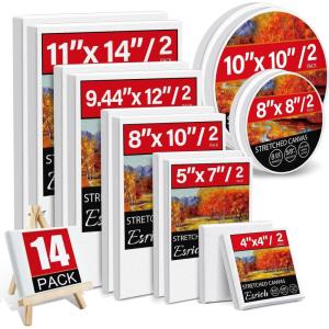 imageESRICH Stretched Canvas for Painting 24x36 Inch 3Pack Large Canvas for Painting Primed AcidFree Cotton Blank Canvases Art Paint Canvases for Oil PaintWatercolorAcrylic PaintGouache and Tempera14ps7size x2