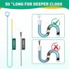 image50 Inch Snake Drain Hair Removal Tool9 PCS Metal with Nylon Coating Drains Snakes Hair Drain Clog RemoverDrain Cleaner ToolDrains Snake for ShowerBathtubKitchen Pipes Blocked