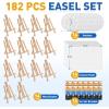 imageESRICH 130PCS Canvas with Easel Set Paint and Sip Kit for AdultsPaint Brushes Canvas Panel Painting KitPainting Supplies Kit for Kids Artists and Beginners to Painting Party182PCS