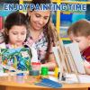 imageESRICH 130PCS Canvas with Easel Set Paint and Sip Kit for AdultsPaint Brushes Canvas Panel Painting KitPainting Supplies Kit for Kids Artists and Beginners to Painting Party182PCS