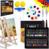 imageESRICH 26PCS Acrylic Paint Set with 12Colors Acrylic Paints 12ml 04 oz 10 Paint Brushes 2Canvas 1 Wood Easel 1 Plate Painting Supplies Kits for Kids Adults Artists and Beginners24color