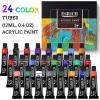 imageESRICH 26PCS Acrylic Paint Set with 12Colors Acrylic Paints 12ml 04 oz 10 Paint Brushes 2Canvas 1 Wood Easel 1 Plate Painting Supplies Kits for Kids Adults Artists and Beginners24color